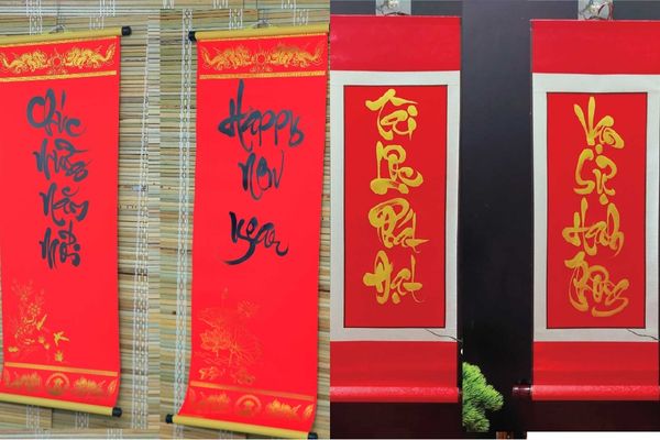 Trang trí Tết cho văn phòng công ty với câu đối đỏ truyền thống